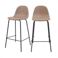 Rendez Vous Déco Chaises Et Tabourets De Bar Chaise De Bar Mi-hauteur 65 Cm Marron Clair (lot De 2)