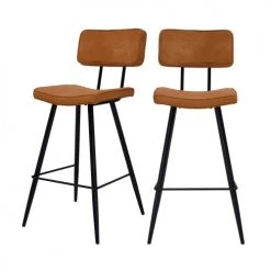 Rendez Vous Déco Chaises Et Tabourets De Bar Chaise De Bar Mi-hauteur 65cm En Cuir Synthétique Camel (x2)