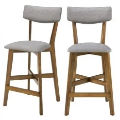 Rendez Vous Déco Chaises Et Tabourets De Bar Chaise De Bar Mi-hauteur 68 Cm Tissu Gris Foncé (lot De 2)