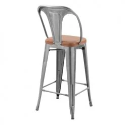 Rendez Vous Déco Chaises Et Tabourets De Bar Chaise De Bar Mi-hauteur Chrome Et Marron 66 Cm (lot De 2) -Bancs Soldes chaise de bar mi hauteur chrome et marron 66 cm lot de 2 3