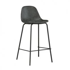 Rendez Vous Déco Chaises Et Tabourets De Bar Chaise De Bar Mi-hauteur Cuir Synthétique Gris/noir 65cm (lot De 2) -Bancs Soldes chaise de bar mi hauteur cuir synthetique gris noir 65cm lot de 2 2