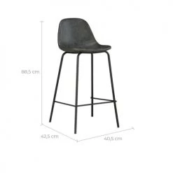 Rendez Vous Déco Chaises Et Tabourets De Bar Chaise De Bar Mi-hauteur Cuir Synthétique Gris/noir 65cm (lot De 2) -Bancs Soldes chaise de bar mi hauteur cuir synthetique gris noir 65cm lot de 2 3