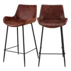 Rendez Vous Déco Chaises Et Tabourets De Bar Chaise De Bar Mi-hauteur Cuir Synthétique Marron 65cm (x2)