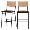 Rendez Vous Déco Chaises Et Tabourets De Bar Chaise De Bar Mi-hauteur En Bois Clair Et Noir 65 Cm (lot De 2) -Bancs Soldes chaise de bar mi hauteur en bois clair et noir 65 cm lot de 2