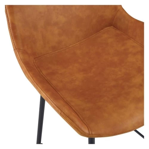 Rendez Vous Déco Chaises Et Tabourets De Bar Chaise De Bar Mi-hauteur En Cuir Synthétique Camel 65cm (x2) 4 Rendez Vous Déco Chaises Et Tabourets De Bar Chaise De Bar Mi-hauteur En Cuir Synthétique Camel 65cm (x2) – Image 2