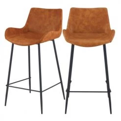 Rendez Vous Déco Chaises Et Tabourets De Bar Chaise De Bar Mi-hauteur En Cuir Synthétique Camel 65cm (x2)