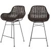 Rendez Vous Déco Chaises Et Tabourets De Bar Chaise De Bar Mi-hauteur En Résine Tressée Marron 65 Cm (lot De 2) -Bancs Soldes chaise de bar mi hauteur en resine tressee marron 65 cm lot de 2