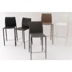 Zago Chaises Et Tabourets De Bar Chaise De Bar Noire En Cuir Reconstitué -Bancs Soldes chaise de bar noire en cuir reconstitue 4