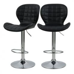 Rendez Vous Déco Chaises Et Tabourets De Bar Chaise De Bar Réglable 53/74cm En Cuir Synthétique Noir (x2)