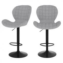 Rendez Vous Déco Chaises Et Tabourets De Bar Chaise De Bar Réglable 53/74cm En Tissu Gris Clair (x2)