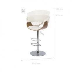 Rendez Vous Déco Chaises Et Tabourets De Bar Chaise De Bar Réglable 59/81 Cm Cm En Cuir Synthétique Blanc -Bancs Soldes chaise de bar reglable 59 81 cm cm en cuir synthetique blanc 2