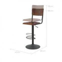 Rendez Vous Déco Chaises Et Tabourets De Bar Chaise De Bar Réglable 60/80 Cm En Bois Foncé (lot De 2) -Bancs Soldes chaise de bar reglable 60 80 cm en bois fonce lot de 2 2