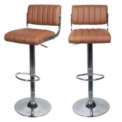 Rendez Vous Déco Chaises Et Tabourets De Bar Chaise De Bar Réglable 61/83 Cm En Cuir Synthétique Marron (lot De 2)
