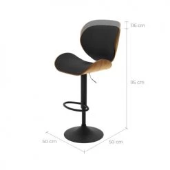Rendez Vous Déco Chaises Et Tabourets De Bar Chaise De Bar Réglable 63/84 Cm En Cuir Synthétique Noir -Bancs Soldes chaise de bar reglable 63 84 cm en cuir synthetique noir 3