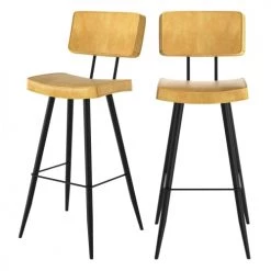Rendez Vous Déco Chaises Et Tabourets De Bar Chaise De Bar Rembourrée Jaune En Cuir Synthétique 76 Cm (lot De 2)
