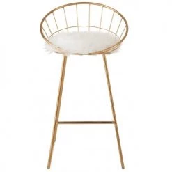 LANADECO Chaises Et Tabourets De Bar Chaise De Bar Ronde En Métal Or -Bancs Soldes chaise de bar ronde en metal or 1