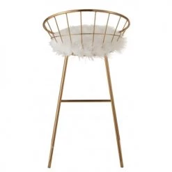 LANADECO Chaises Et Tabourets De Bar Chaise De Bar Ronde En Métal Or -Bancs Soldes chaise de bar ronde en metal or 3