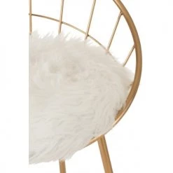 LANADECO Chaises Et Tabourets De Bar Chaise De Bar Ronde En Métal Or -Bancs Soldes chaise de bar ronde en metal or 5