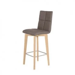 Meubletmoi Chaises Et Tabourets De Bar Chaise De Bar Scandinave En Tissu Marron Et Piètement En Chêne