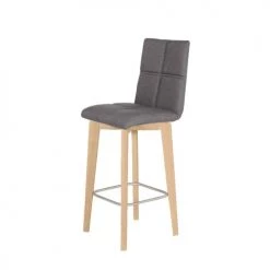 Meubletmoi Chaises Et Tabourets De Bar Chaise De Bar Scandinave Tissu Anthracite Et Piètement En Chêne