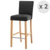Moloo Chaises Et Tabourets De Bar Chaise De Bar Scandinave Tissu Gris Anthracite Pieds Bois Naturel (x2) -Bancs Soldes chaise de bar scandinave tissu gris anthracite pieds bois naturel x2