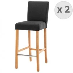 Moloo Chaises Et Tabourets De Bar Chaise De Bar Scandinave Tissu Gris Anthracite Pieds Bois Naturel (x2)