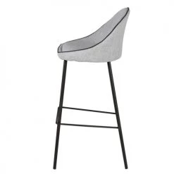 Zago Chaises Et Tabourets De Bar Chaise De Bar Tissu Gris Clair Et Pieds Métal -Bancs Soldes chaise de bar tissu gris clair et pieds metal 2
