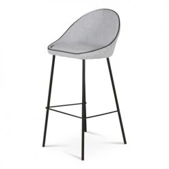 Zago Chaises Et Tabourets De Bar Chaise De Bar Tissu Gris Clair Et Pieds Métal -Bancs Soldes chaise de bar tissu gris clair et pieds metal 4