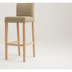 Custom Form Chaises Et Tabourets De Bar Chaise De Bar Tissu Rembourrée Beige Pieds Bois Massif Clair -Bancs Soldes chaise de bar tissu rembourree beige pieds bois massif clair 3