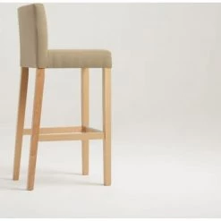 Custom Form Chaises Et Tabourets De Bar Chaise De Bar Tissu Rembourrée Beige Pieds Bois Massif Clair -Bancs Soldes chaise de bar tissu rembourree beige pieds bois massif clair 5