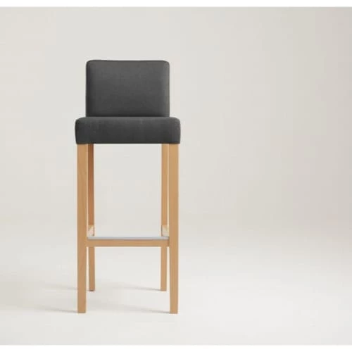 Custom Form Chaises Et Tabourets De Bar Chaise De Bar Tissu Rembourrée Gris Foncé Pieds Bois Clair 5 Custom Form Chaises Et Tabourets De Bar Chaise De Bar Tissu Rembourrée Gris Foncé Pieds Bois Clair – Image 3