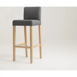 Custom Form Chaises Et Tabourets De Bar Chaise De Bar Tissu Rembourrée Gris Pieds Bois Massif Clair -Bancs Soldes chaise de bar tissu rembourree gris pieds bois massif clair 11