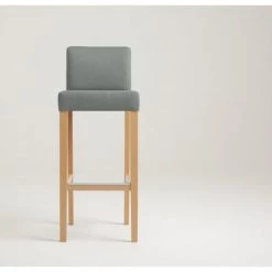 Custom Form Chaises Et Tabourets De Bar Chaise De Bar Tissu Rembourrée Gris Pieds Bois Massif Clair -Bancs Soldes chaise de bar tissu rembourree gris pieds bois massif clair 2