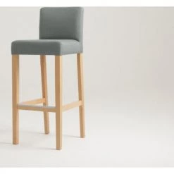 Custom Form Chaises Et Tabourets De Bar Chaise De Bar Tissu Rembourrée Gris Pieds Bois Massif Clair -Bancs Soldes chaise de bar tissu rembourree gris pieds bois massif clair 3