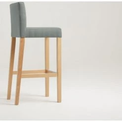 Custom Form Chaises Et Tabourets De Bar Chaise De Bar Tissu Rembourrée Gris Pieds Bois Massif Clair -Bancs Soldes chaise de bar tissu rembourree gris pieds bois massif clair 5