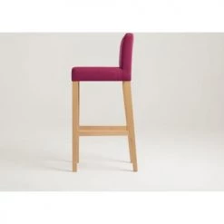 Custom Form Chaises Et Tabourets De Bar Chaise De Bar Tissu Rembourrée Rose Pieds Bois Massif Clair -Bancs Soldes chaise de bar tissu rembourree rose pieds bois massif clair 3
