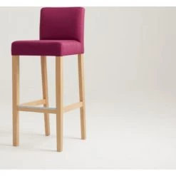 Custom Form Chaises Et Tabourets De Bar Chaise De Bar Tissu Rembourrée Rose Pieds Bois Massif Clair -Bancs Soldes chaise de bar tissu rembourree rose pieds bois massif clair 5