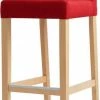 Custom Form Chaises Et Tabourets De Bar Chaise De Bar Tissu Rembourrée Rouge Pieds Bois Massif Clair