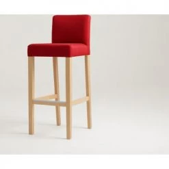 Custom Form Chaises Et Tabourets De Bar Chaise De Bar Tissu Rembourrée Rouge Pieds Bois Massif Clair -Bancs Soldes chaise de bar tissu rembourree rouge pieds bois massif clair 5