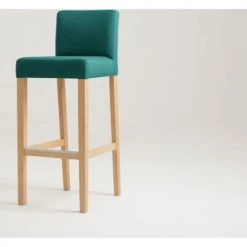 Custom Form Chaises Et Tabourets De Bar Chaise De Bar Tissu Rembourrée Vert Pieds Bois Massif Clair -Bancs Soldes chaise de bar tissu rembourree vert pieds bois massif clair 11
