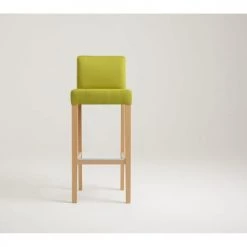 Custom Form Chaises Et Tabourets De Bar Chaise De Bar Tissu Rembourrée Vert Pieds Bois Massif Clair -Bancs Soldes chaise de bar tissu rembourree vert pieds bois massif clair 2