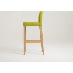Custom Form Chaises Et Tabourets De Bar Chaise De Bar Tissu Rembourrée Vert Pieds Bois Massif Clair -Bancs Soldes chaise de bar tissu rembourree vert pieds bois massif clair 3