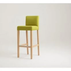 Custom Form Chaises Et Tabourets De Bar Chaise De Bar Tissu Rembourrée Vert Pieds Bois Massif Clair -Bancs Soldes chaise de bar tissu rembourree vert pieds bois massif clair 5