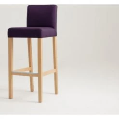Custom Form Chaises Et Tabourets De Bar Chaise De Bar Tissu Rembourrée Violet Pieds Bois Massif Clair -Bancs Soldes chaise de bar tissu rembourree violet pieds bois massif clair 5