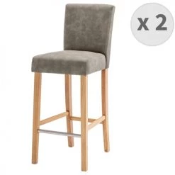 Moloo Chaises Et Tabourets De Bar Chaise De Bar Vintage Microfibre Marron Clair Pieds Bois (x2)