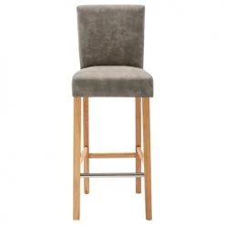 Moloo Chaises Et Tabourets De Bar Chaise De Bar Vintage Microfibre Marron Clair Pieds Bois (x2) -Bancs Soldes chaise de bar vintage microfibre marron clair pieds bois x2 4