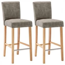 Moloo Chaises Et Tabourets De Bar Chaise De Bar Vintage Microfibre Marron Clair Pieds Bois (x2) -Bancs Soldes chaise de bar vintage microfibre marron clair pieds bois x2 5