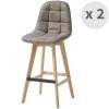 Moloo Chaises Et Tabourets De Bar Chaise De Bar Vintage Microfibre Marron Clair Pieds Chêne(x2) -Bancs Soldes chaise de bar vintage microfibre marron clair pieds chene x2