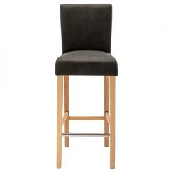 Moloo Chaises Et Tabourets De Bar Chaise De Bar Vintage Microfibre Marron Foncé Pieds Bois (x2) -Bancs Soldes chaise de bar vintage microfibre marron fonce pieds bois x2 4