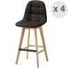 Moloo Chaises Et Tabourets De Bar Chaise De Bar Vintage Microfibre Marron Foncé Pieds Chêne(x4) -Bancs Soldes chaise de bar vintage microfibre marron fonce pieds chene x4